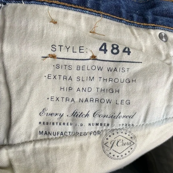 J. Crew Men's 484 Jeans Size W34 L34 Japanese Kaihara Denim 100% Cotton C9071 - Picture 6 of 11